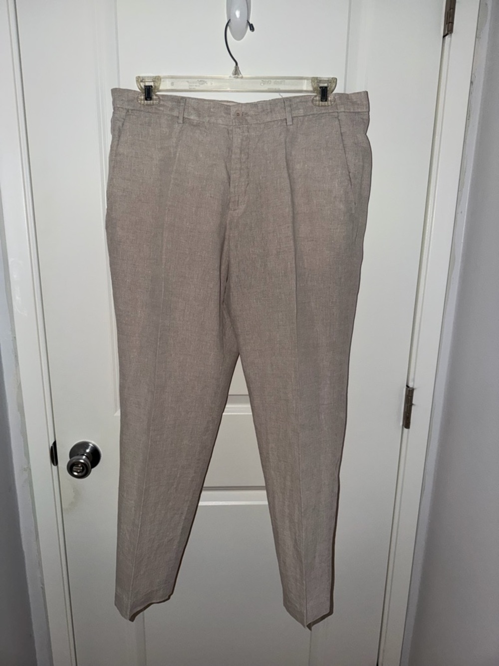 Zara Beige 100% Linen Suit Pants